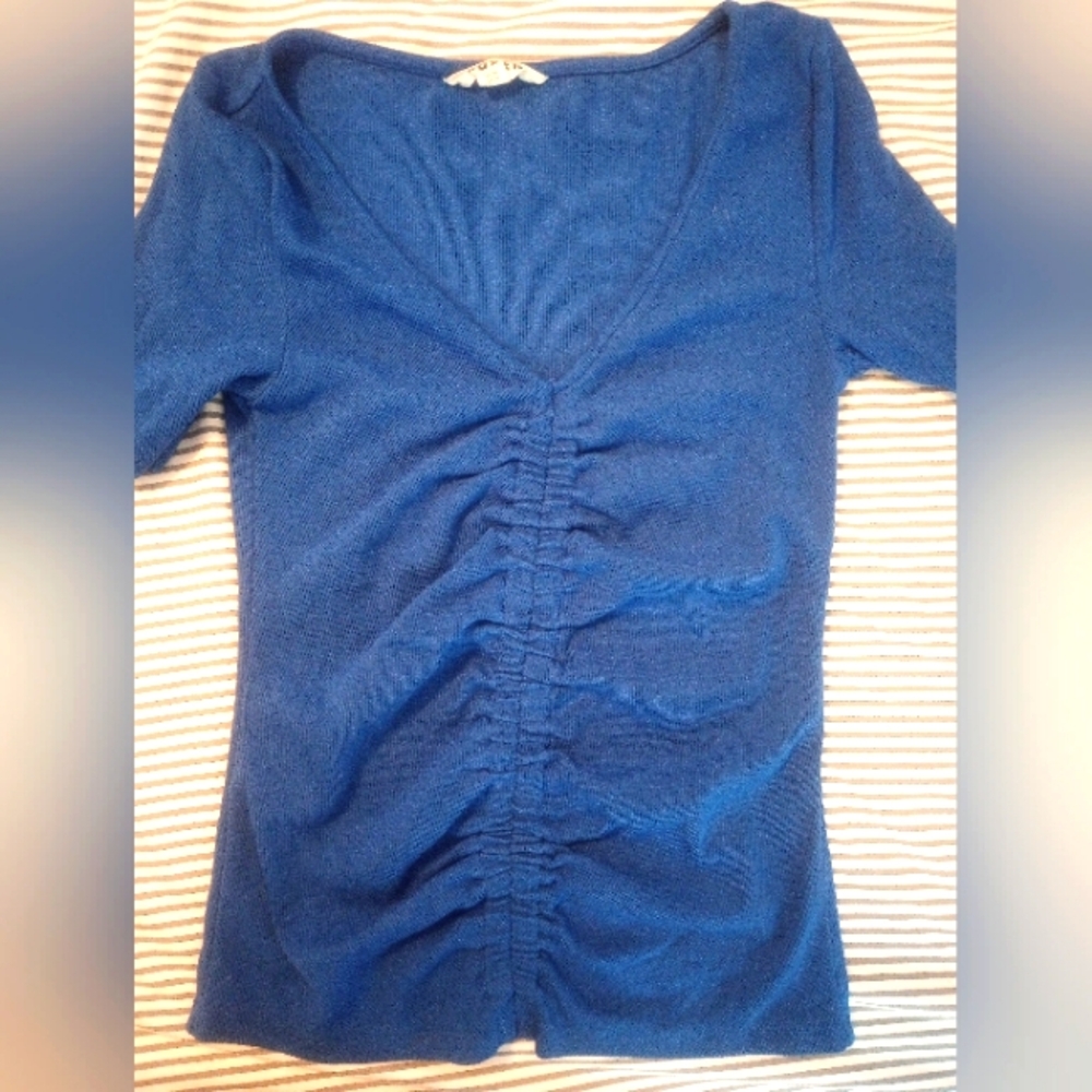 Boden Ruched Front Cotton Shirt In Blue